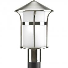  P6406-135 - One Light Opal Etched Glass Stainless Steel Post Light