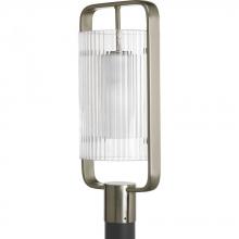  P6415-09EE - One Light Brushed Nickel Clear Ribbed Glass Post Light