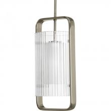  P6515-09EE - One Light Brushed Nickel Clear Ribbed Glass Hanging Lantern