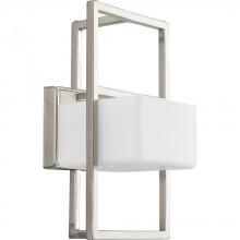  P7027-09WB - One Light Brushed Nickel Opal Etched Glass Wall Light