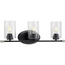  P300278-031 - Riley Collection Three-Light Matte Black Clear Glass Modern Bath Vanity Light