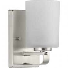  P300341-009 - League Collection One-Light Brushed Nickel and Etched Glass Modern Farmhouse Bath Vanity Light