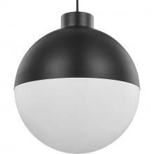  P500148-031-30 - Globe LED Collection One-Light Matte Black Opal Glass Mid-Century Modern Pendant Light