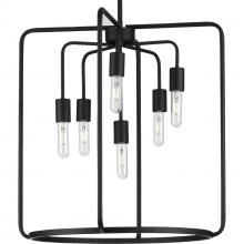  P500225-031 - Bonn Collection Six-Light Matte Black Farmhouse Pendant Light