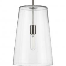  P500242-009 - Clarion Collection One-Light Brushed Nickel Clear Glass Transitional Pendant