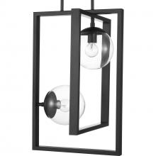  P500284-031 - Atwell Collection Two-Light Matte Black Clear Glass Luxe Pendant Light