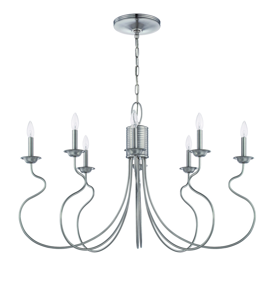 Clarion 8 Light Linear Chandelier in Brushed Polished Nickel