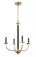  54824-FBSB - Stanza 4 Light Chandelier in Flat Black/Satin Brass