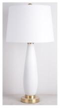  86249 - 1 Light Glass/Metal Base Table Lamp in White Glass/Satin Brass