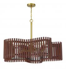  58426-SBWAL - Freeform 5 Light Large Chandelier in Satin Brass/Walnut