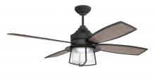  WAT52FB4 - 52" Waterfront Indoor/Outdoor (Wet) in Flat Black w/ Flat Black/Grey Walnut Blades