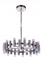  57524-BNK-LED - Simple Lux 24 Light LED Chandelier in Brushed Polished Nickel