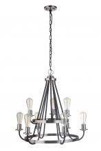  50329-FBBNK - Randolph 9 Light Chandelier in Flat Black/Brushed Polished Nickel