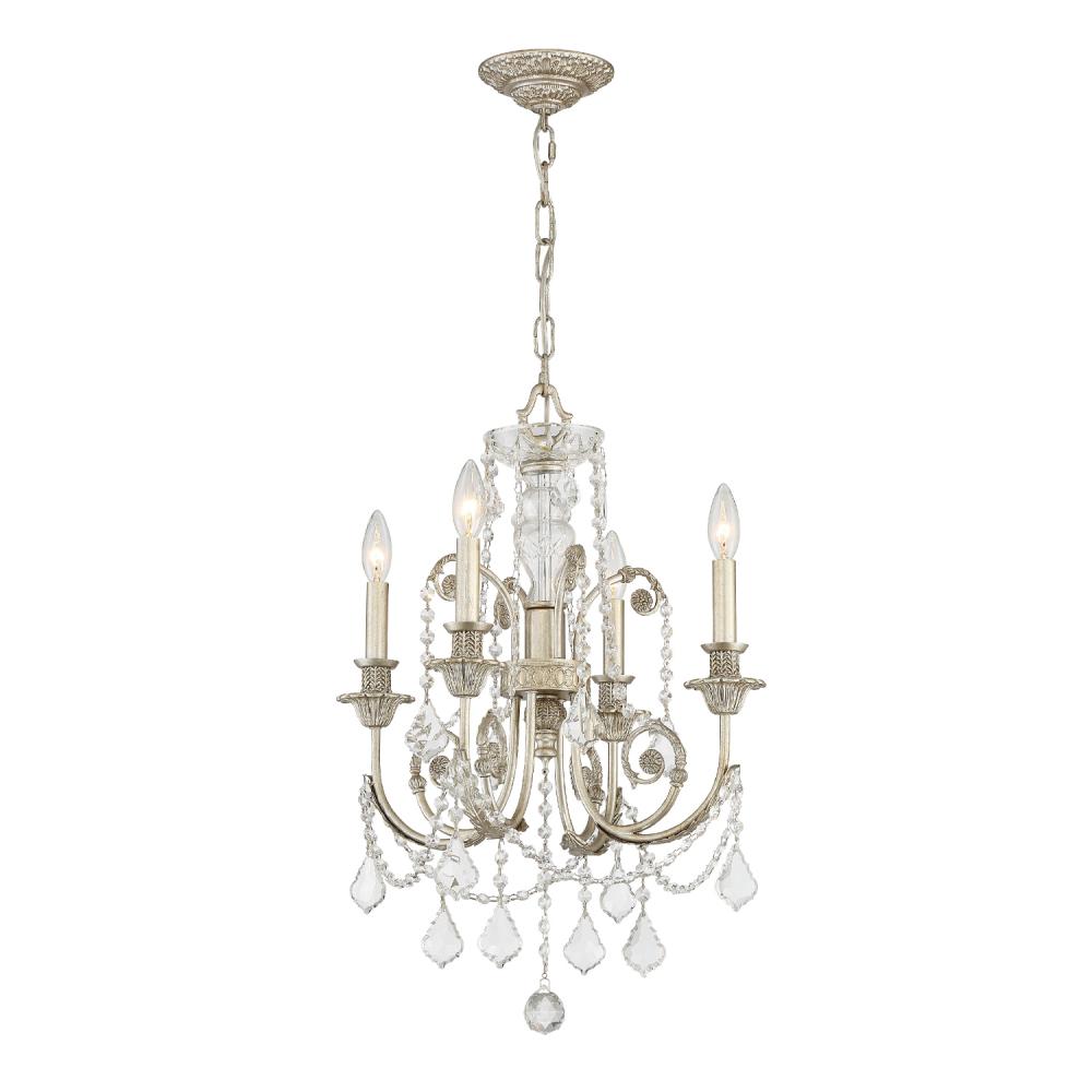 Regis 4 Light Swarovski Strass Crystal Olde Silver Chandelier