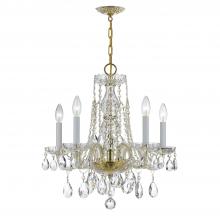  1061-PB-CL-SAQ - Traditional Crystal 5 Light Spectra Crystal Polished Brass Chandelier