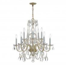  1130-PB-CL-SAQ - Traditional Crystal 10 Light Spectra Crystal Polished Brass Chandelier