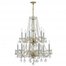  1137-PB-CL-SAQ - Traditional Crystal 12 Light Spectra Crystal Polished Brass Chandelier