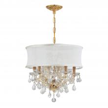  4415-GD-SMW-CLM - Brentwood 6 Light Crystal Gold Drum Shade Chandelier