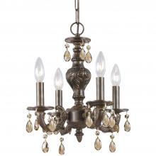  5024-VB-GT-S - Paris Market 4 Light Golden Teak Swarovski Strass Crystal Venetian Bronze Mini Chandelier