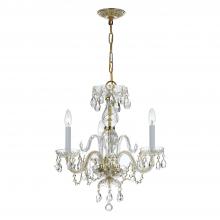  5044-PB-CL-S - Traditional Crystal 3 Light Swarovski Strass Crystal Polished Brass Mini Chandelier