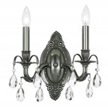  5562-PW-CL-S - Dawson 2 Light Swarovski Strass Crystal Pewter Sconce