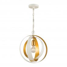  580-MT-GA - Luna 1 Light Matte White + Antique Gold Sphere Mini Pendant