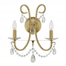  6822-VG-CL-S - Othello 2 Light Swarovski Strass Crystal Vibrant Gold Sconce