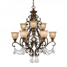  7509-BU-CL-SAQ - Norwalk 9 Light Spectra Crystal Bronze Umber Chandelier