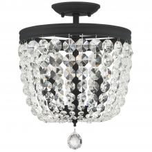  783-BF-CL-S - Archer 3 Light Swarovski Strass Crystal Black Forged Semi Flush Mount