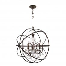  9219-EB-CL-S - Solaris 6 Light Swarovski Strass Crystal English Bronze Sphere Chandelier