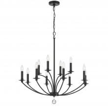  MIL-8012-BK - Mila 12 Light Black Chandelier