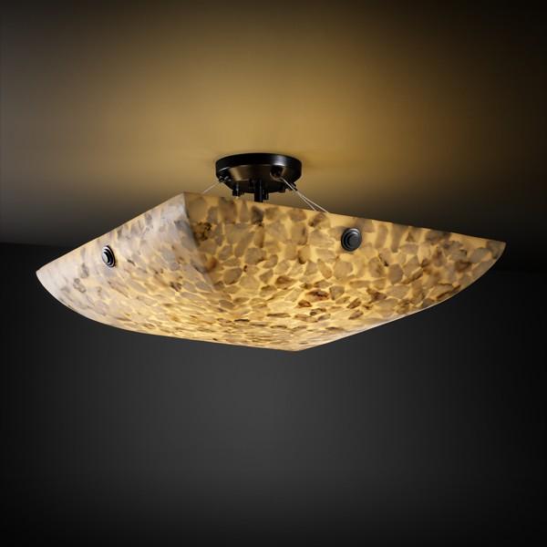 18" LED Semi-Flush Bowl w/ Concentric Circles Finials