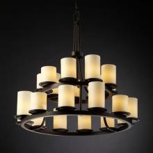  CNDL-8767-10-AMBR-MBLK - Dakota 21-Light 2-Tier Ring Chandelier