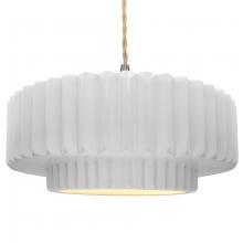  CER-6555-WTWT-NCKL-BEIG-TWST-LED1-700 - Large Tier Pleated LED Pendant