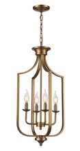  11215 AG - Hillcrest 27.5-in. High Antique Gold 4-Light Cage Chandelier