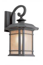  5821 BK - San Miguel Collection, Craftsman Style, Armed Wall Lantern with Tea Stain Glass Windows