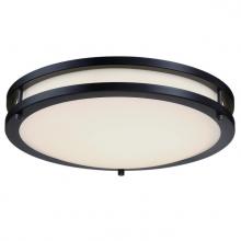  6136500 - 16 in. 23W LED Flush with Color Temperature Selection Matte Black Finish Frosted Acrylic Shade