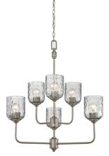  6326300 - 6 Light Chandelier Dark Pewter Finish Smoke Grey Hammered Glass