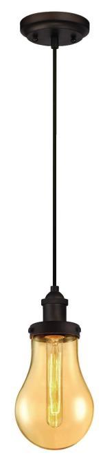  6337000 - Mini Pendant Oil Rubbed Bronze Finish Amber Glass