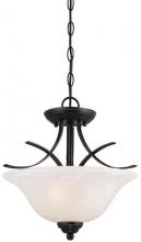  6340300 - 2 Light Pendant/Semi-Flush Amber Bronze Finish with Highlights White Alabaster Glass