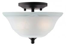  6622300 - 10 in. 2 Light Semi-Flush Oil Rubbed Bronze Finish White Alabaster Glass