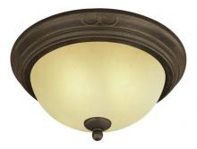  6659900 - 13 in. 2 Light Flush Ebony Bronze Finish Aged Alabaster Glass