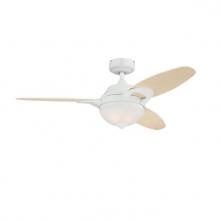  7237200 - 46 in. White Finish Reversible Blades (Light Maple/White) Frosted White Alabaster Glass