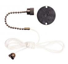  7728600 - 3-Speed Fan Switch with Antique Brass Finish Pull Chain Single Capacitor 4-Wire Unit