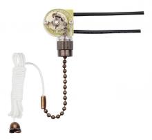  7728700 - Fan Light Switch with Antique Brass Finish Pull Chain