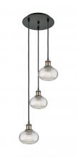  113B-3P-BAB-G555-6CL - Ithaca - 3 Light - 13 inch - Black Antique Brass - Cord Hung - Multi Pendant