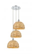 Innovations Lighting 113B-3P-PC-RBD-12-NAT - Woven Rattan - 3 Light - 19 inch - Polished Chrome - Cord hung - Multi Pendant