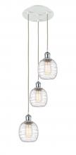  113B-3P-WPC-G1013 - Belfast - 3 Light - 13 inch - White Polished Chrome - Cord Hung - Multi Pendant