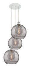  113B-3P-WPC-G1213-12SM - Athens Deco Swirl - 3 Light - 19 inch - White Polished Chrome - Cord Hung - Multi Pendant