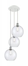  113B-3P-WPC-G124-10 - Athens - 3 Light - 17 inch - White Polished Chrome - Cord Hung - Multi Pendant